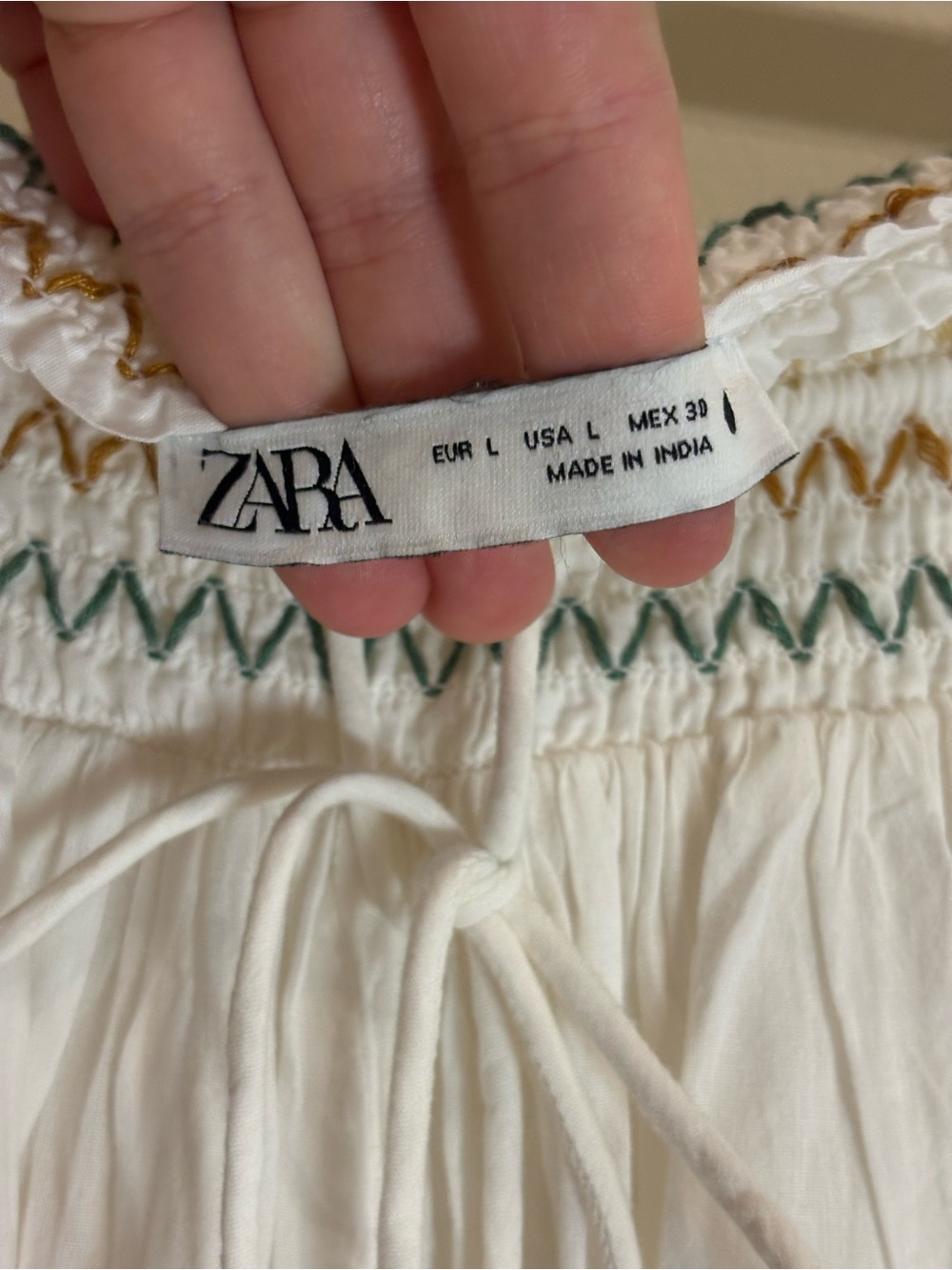 ZARA Mid-Waist Smocked Sea Motif Embroidered Long Skirt Size Large - Picture 10 of 11